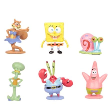 Spongebob Squarepants 6 kpl/setti Figuuri Lelut Malli Mini Figuurien Sarja Kakun Päälliset Koriste Juhlatarvikkeet Lahjat