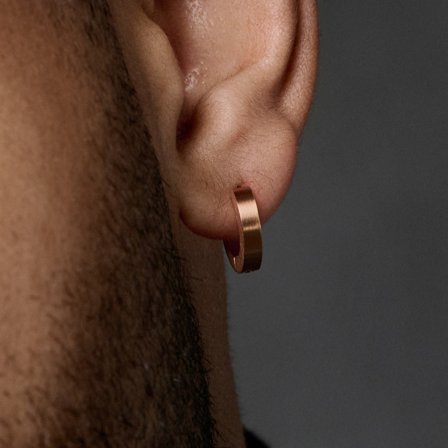 Cercel plat rotund de culoare auriu-roze pentru bărbați