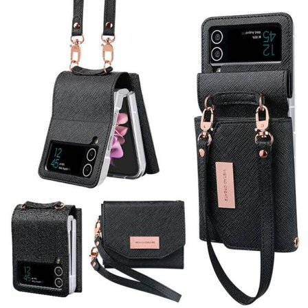 Telefondeksel Etui for Samsung Galaxy Z Flip 3 4 5G Svart, Samsung Z FLIP 3[HK]