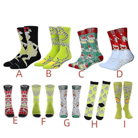 Grinch sokker kostume tilbehør mænd kvinder piger drenge julegave(I)