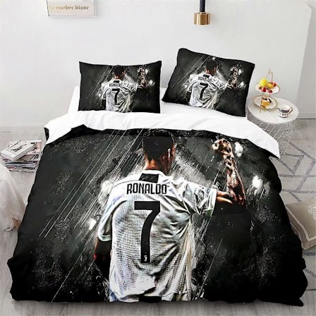 Påslakanset g1601 Fotboll CR7, Ronaldo Mikrofiber Sängkläder Set 3 Delar Barn Täcke Set tq1601 Lakan