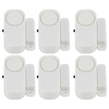 6-pakning Vindusalarm, Mini Trådløs Vindusdør Inngang Alarm Innbruddssikring Alarmsystem Magnetisk Sensor Beskyttelse for Hjem FT