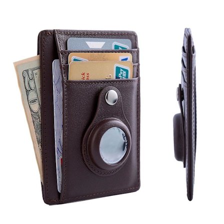 Men's Airtag Wallet,ultra-thin Leather Rfid Credit Card Wallet With Built-in Case For Airtag