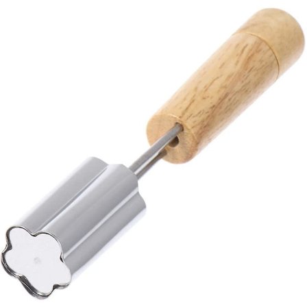 Upkoch Kageudstikker i Rustfrit Stål med Træhåndtag Blomster og Hjerter, Rustfrit Stål, Bluuml;ten, 16x2.2x2.2cm