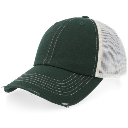 Equip - Grön trucker Keps - Distressed Forest Green/Stone Washed Dad Cap Trucker @ Hatstore