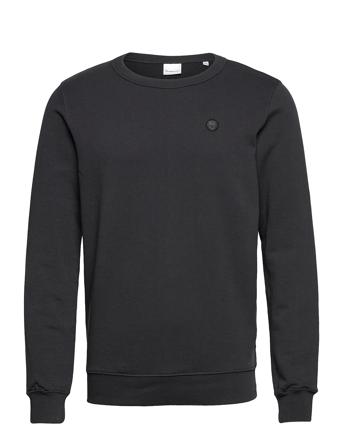 Basic Badge Sweat - Gots/Vegan Tops Sweat-shirts & Hoodies Sweat-shirts Black Knowledge Cotton Apparel