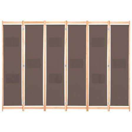 Vidaxl Rumsavdelare 6 Paneler 240x170x4 Cm Brun Tyg Brun