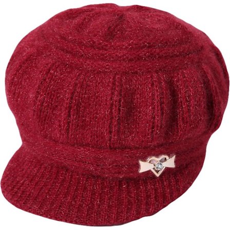 Baret Huer til Kvinder Blød Varm Hæklet Strikkede Baretter Atumn Vinter Hue Hue Mode Strikkede Kalot Elegant Græskar Hat(One Size,Lilla 2)