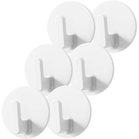 6 stk. Nøglekroge Hvide Kroge til Ophængning Plastikkroge Klæbende Krog