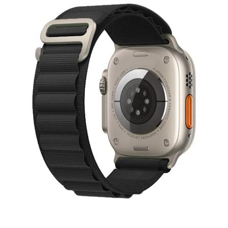 Nylon Alpine Loop -ranneke Apple Watch Ultra 9/8/7/6/SE/5 44/45/49mm musta Black 42/44/45/49mm