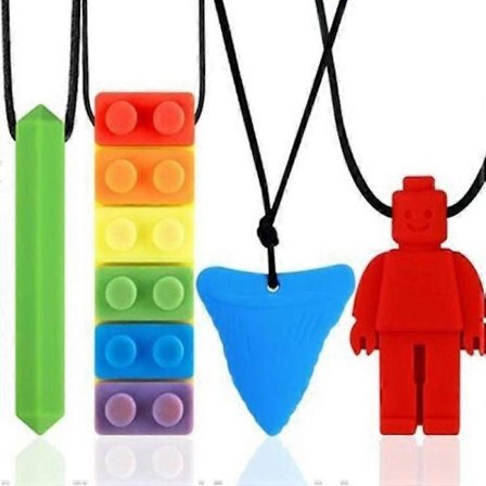 TCGG - Tyggiskjede for barn med ADHD, tyggekjede for tanndannelse, 4-pakning, tyggeringer for babyer, tyggekjede for barn og voksne