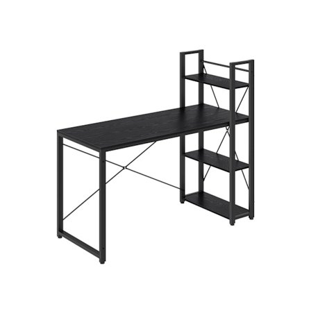 Rootz computerbord - Kontorbord - Arbejdsstation - Ibenholtsort - Spånplade og stål - 56 cm x 137 cm x 120 cm - Rummelige hylder - Nem montering
