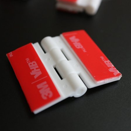 10x Hvite akrylhengsler, 24 mm - Ingen lim nødvendig, pianohengsler i plast