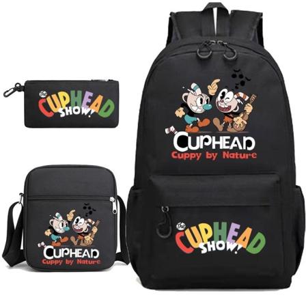 Cuphead ryggsekk pennal skulderveske pakke (3st) yz svart 2