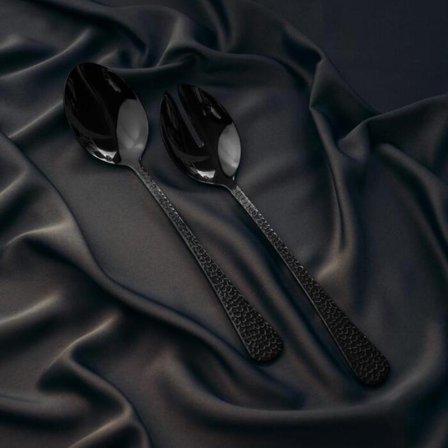 Vargen & Thor Frost-Onyx Salatbestikk 2-deler Svart