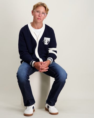 Tommy Hilfiger VARSITY GRAPHIC V-NECK CARDIGAN Blå Genser Gutt - Kids Brand Store