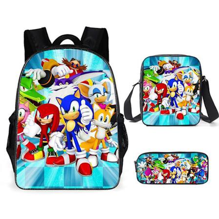 Uusi Sonic lasten koululaukku animoitu 3d-tulostettu reppu Sonic lasten reppu kolmessa sarjassa Y #12