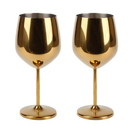 st 18oz guld vinglas, okrossbart stål vinglas, splittringsfria metall vinglas för utomhusbruk, picknick, fest (GULD)