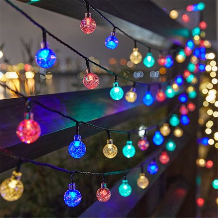 Solcells bubbelboll ljusslinga utomhus camping trädgård ljusslinga dekorativ ljusslinga kristallboll LED färgljus A(A)