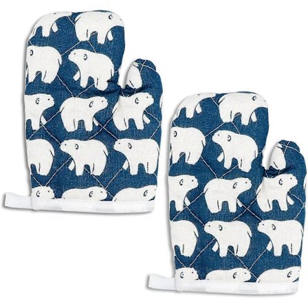 2 kpl Uunikintaita lapsille, lämmönkestävät keittiökintaat, täydelliset ruoanlaittoon ja leivontaan, 4–12-vuotiaille (18 cm x 12 cm, jääkarhu) (FMY)