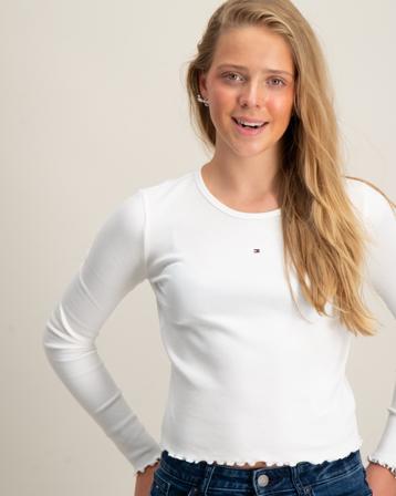 Tommy Hilfiger ESSENTIAL RIB TOP L/S Weiß T-Shirts Mädchen - Kidsbrandstore