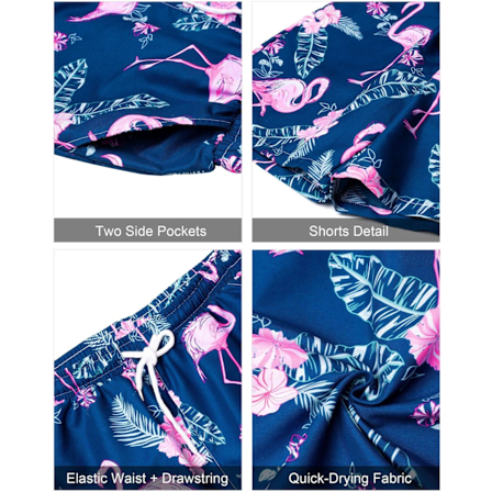 Herr Hawaiian skjorta och shorts set Regular Fit kortärmad casual funky strand flamingo skjorta set 4XL