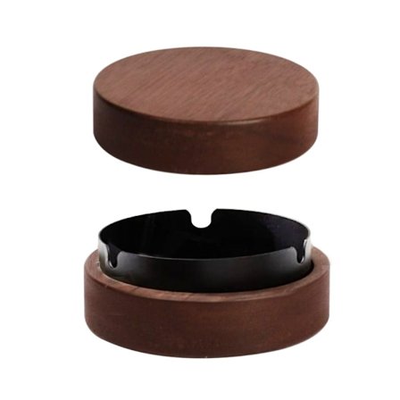 Askebæger i valnøddetræ Dækket vindtæt askebæger SORT