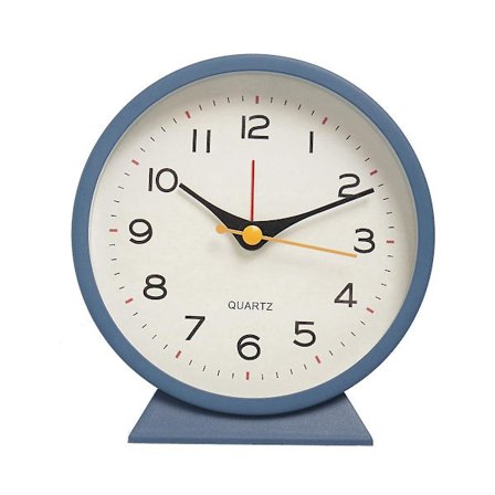 4,5 tums batteridriven antik retro analog väckarklocka, liten tyst sängbord metallklocka W