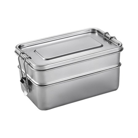 Lunsjboks i rustfritt stål med dobbelt lag, Bento-boks for studenter, matbeholder, snacksboks, lekkasjesikker