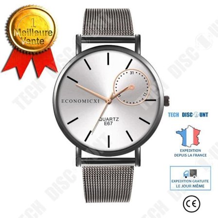 Rannekello - TD - Kvarts - Vapaa-ajan ja liiketoiminta - Metalli - Musta - Verkkokudottu