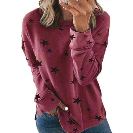 Plus-kokoiset naisten puserot, tähtikuvio, pitkähihainen, rento T-paita