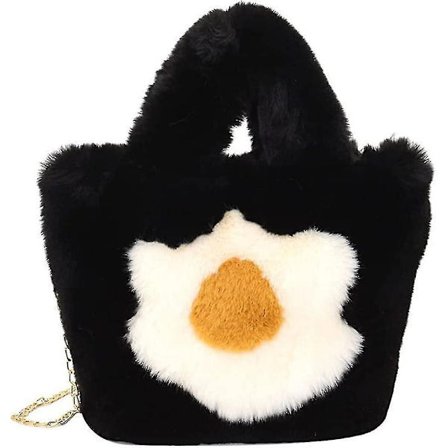 Pelsveske for jenter, fluffy veske i fuskepels for kvinner, myk, fluffy skuldertaske med kjede