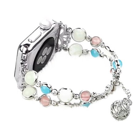 Apple Watch Series 4 40 mm armband med självlysande pärlor - Silver