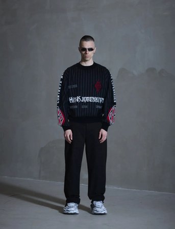 HAN Kjøbenhavn Football Knit Sweater - Black - XL