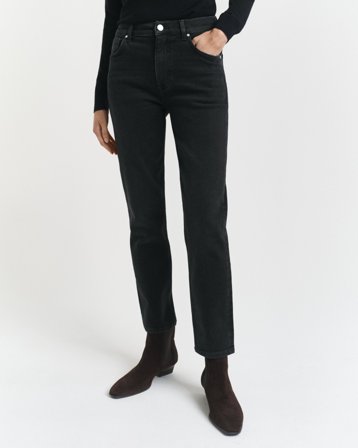 GANT Damen Verkürzte Slim Fit Jeans in Schwarz (26) Schwarz