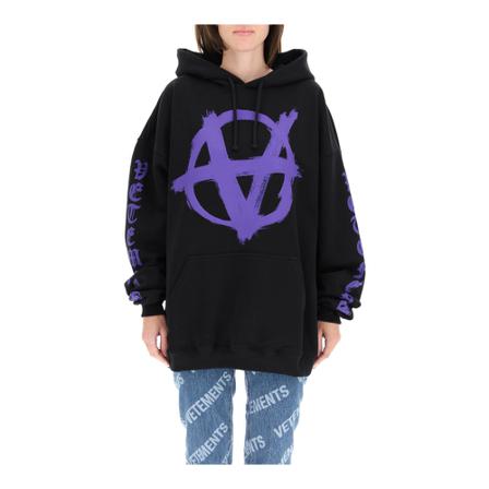 Vetements Hoodie Sort, Dame, Størrelse: L