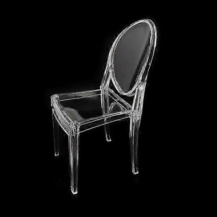 2 stolar i plastkristall i mitten av århundradet, avslappnad hemstolmodell (transparent)