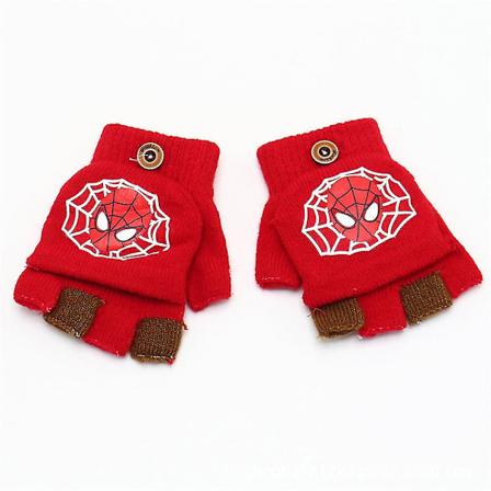 3-9 år Kid Spiderman Strikket Varme Halvfinger Flip Cover Hansker For Skriving/utendørs Lek Gift
