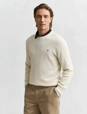 GANT Mini Cable C-Neck - Cream - L
