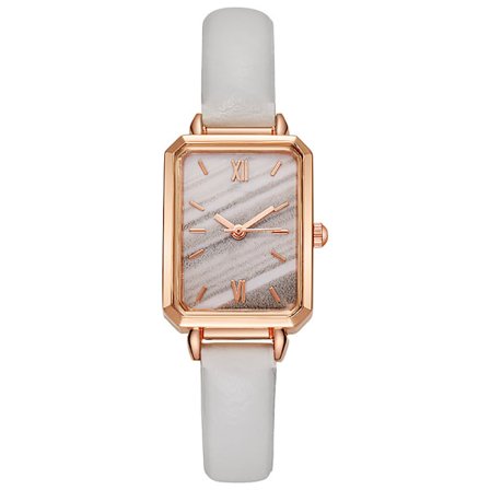 Pieni Tyylikäs Vintage Yksinkertainen Suorakulmainen Ruostumattomasta Teräksestä Valmistettu Muodikas Naisten Rannekello Valkoinen