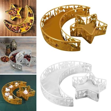 Eid Mubarak Kuu ja Tähti Tarjoilualusta Lautasliina Jälkiruoka-alusta