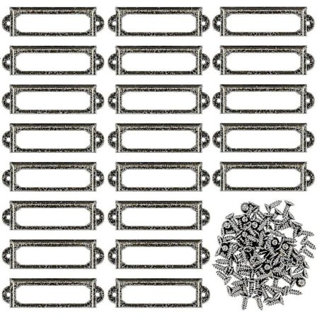 50 stk. Metal Etikettholdere med skruer til møbler Skuffer Skabe Kort Navneskilte til skrivebord Bogreol Hylder - Bronze (s-60 X 17mm) - Ya