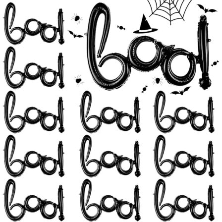 12 st Boo-ballonger, svarta Boo-folieballonger, festdekorationer för temafester, 28 tum