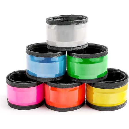 Paket med 6 LED-ljusarmband, slap-armband, natt-säkerhetsarmband för cykling, promenader, löpning, konserter, camping och utomhussporter