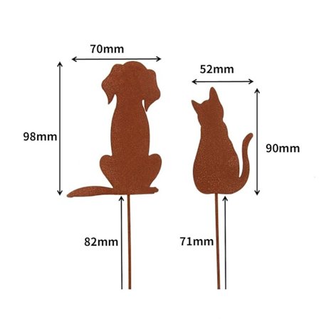 Sæt med 3 kaniner Havestager - Rustlook - Fremstillet af rustfrit metal - til have, terrasse, balkon eller blomsterkrukke