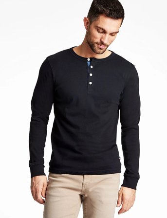 Lindbergh Solid Gradad W Contrast Fabric L/S - Black - XXL