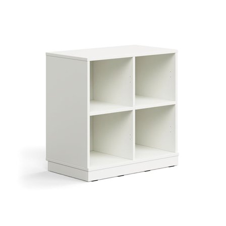 Regał szkolny CASPER, 4 przegrody, podstawa, biały