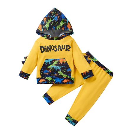 2st Tecknad Flickor Långärmad Dinosaurie-topp & Byxor Sportdräkt