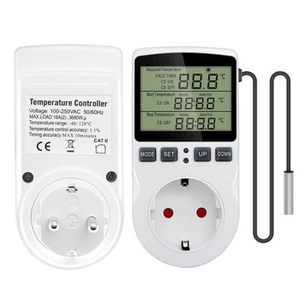 Digital Termostat 230V – LCD Temperaturregulator til Opvarmning & Køling, Drivhus, Terrarium & Akvarium