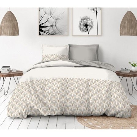 Sängkläder 3 delar i percale av bomull 240x260 BEIGE